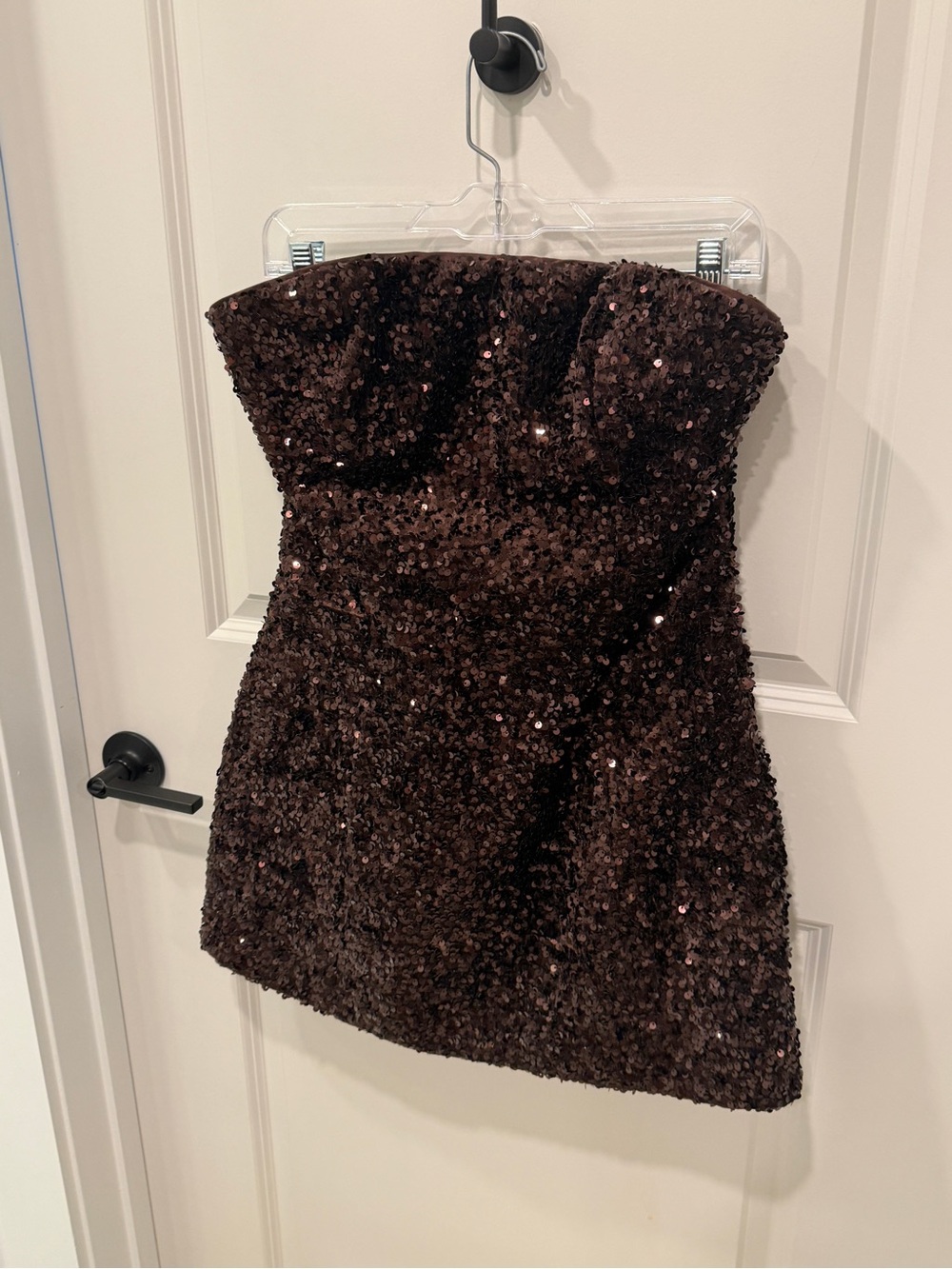 Bardot Brown Strapless Sequin Mini Dress